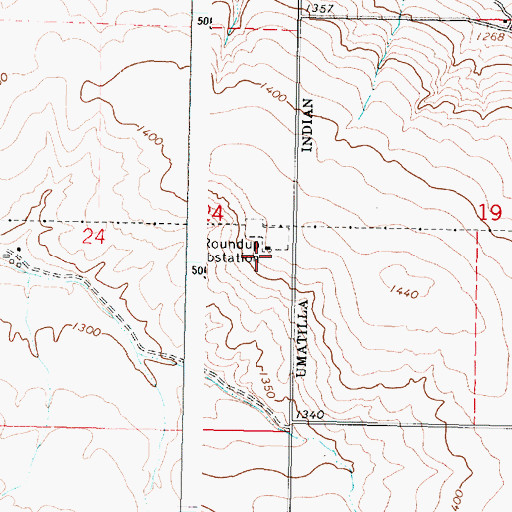 Topographic Map of Roundup Substation, OR