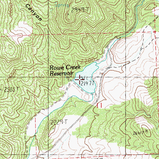Topographic Map of Rowe Creek Reservoir, OR