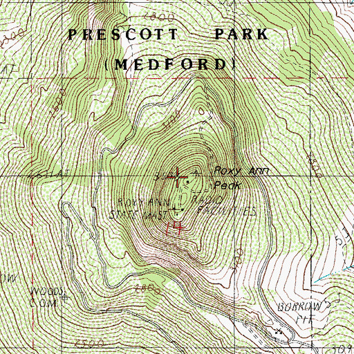 Topographic Map of Roxy Ann Peak, OR