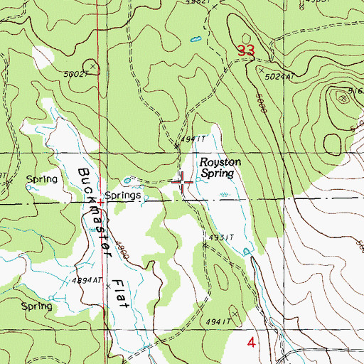 Topographic Map of Royston Spring, OR