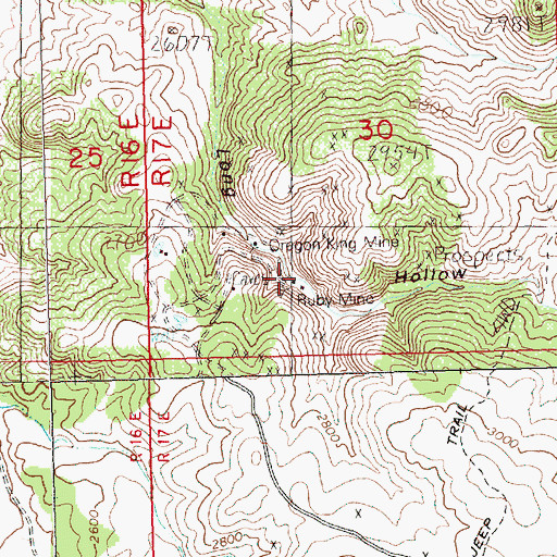 Topographic Map of Ruby Mine, OR