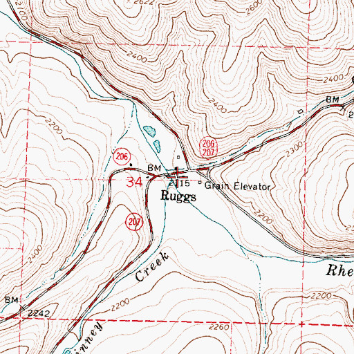 Topographic Map of Ruggs, OR