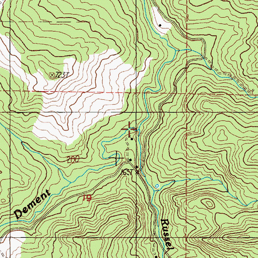Topographic Map of Russel Creek, OR