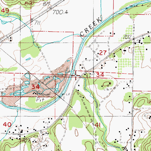Topographic Map of Russell Creek, OR