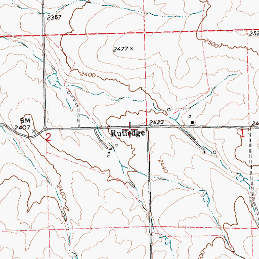 Topographic Map of Rutledge, OR