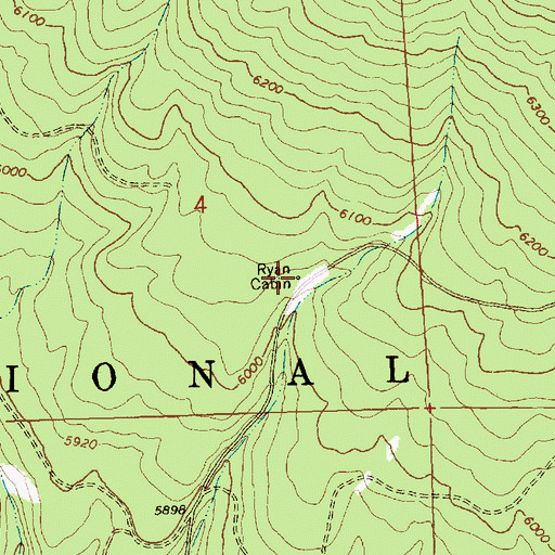 Topographic Map of Ryan Cabin, OR