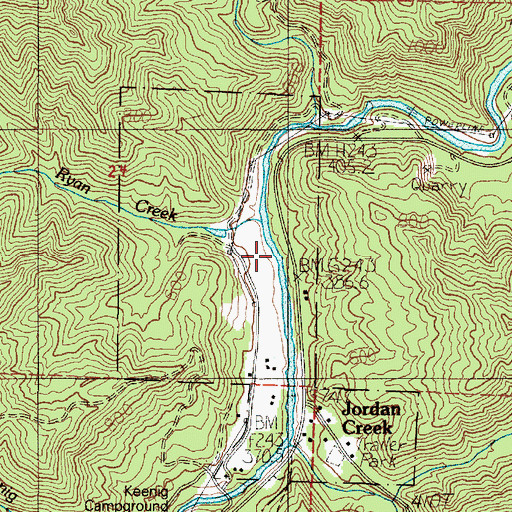 Topographic Map of Ryan Creek, OR