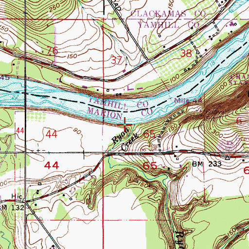 Topographic Map of Ryan Creek, OR