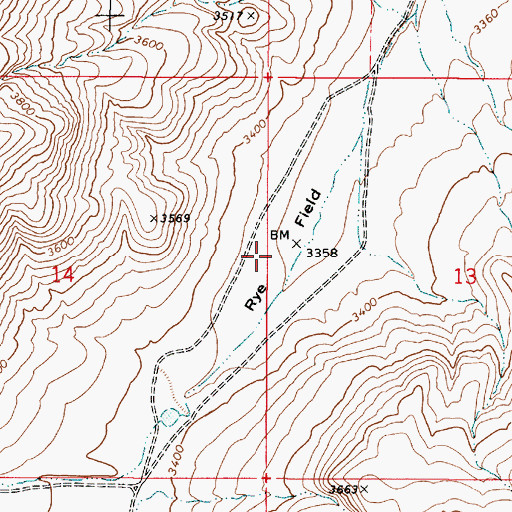 Topographic Map of Rye Field, OR