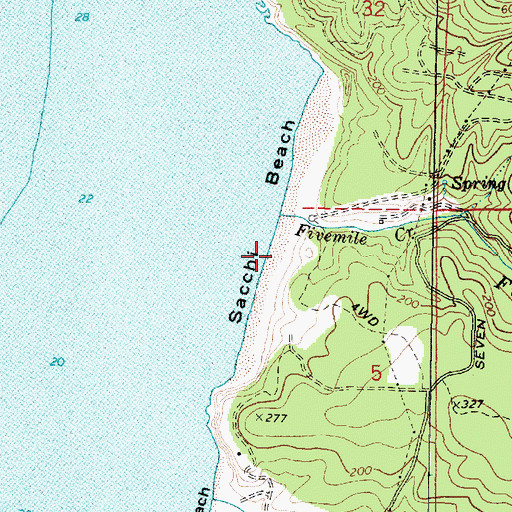 Topographic Map of Sacchi Beach, OR