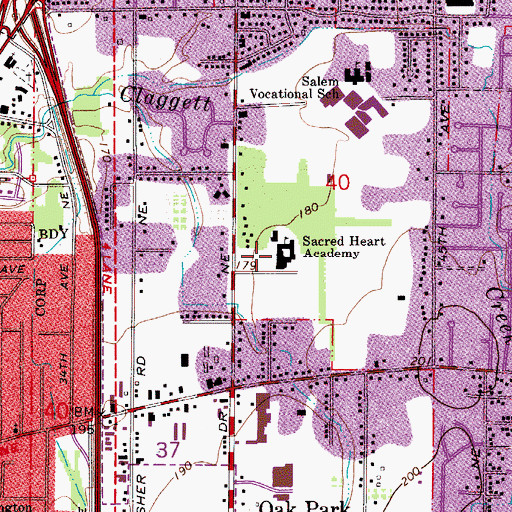 Topographic Map of Sacred Heart Academy (historical), OR