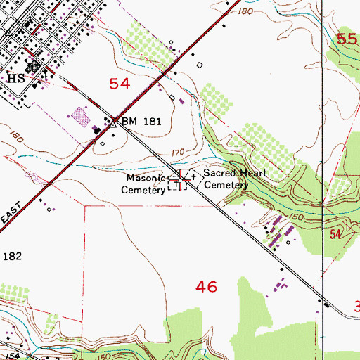 Topographic Map of Sacred Heart Cemetery, OR