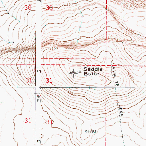 Topographic Map of Saddle Butte, OR