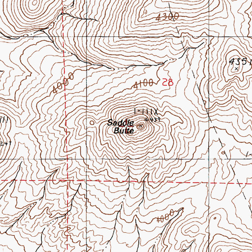Topographic Map of Saddle Butte, OR