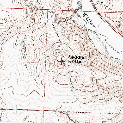 Topographic Map of Saddle Butte, OR