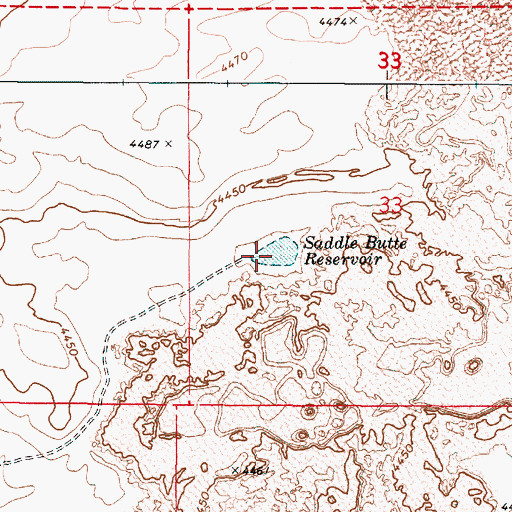 Topographic Map of Saddle Butte Reservoir, OR