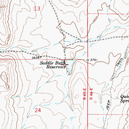 Topographic Map of Saddle Butte Reservoir, OR