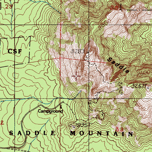 Topographic Map of Saddle Mountain State Park, OR