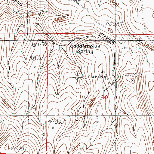 Topographic Map of Saddlehorse Spring, OR