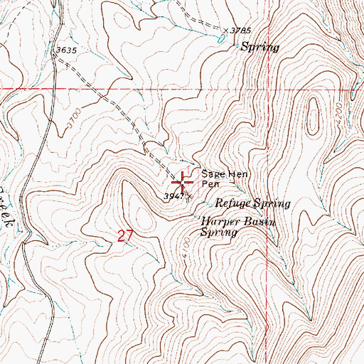 Topographic Map of Sage Hen Pen, OR