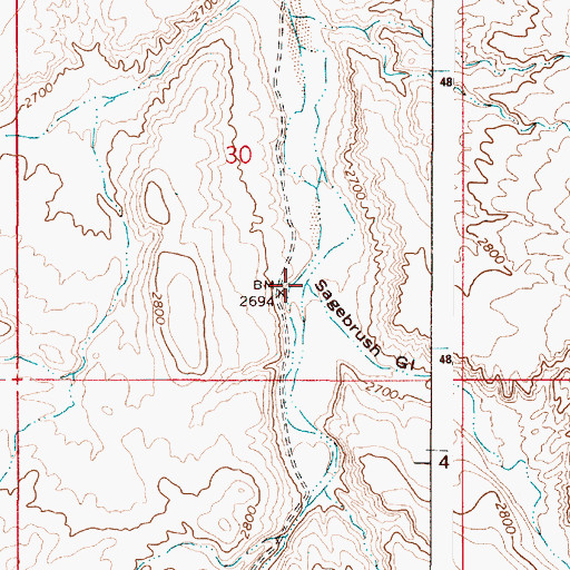 Topographic Map of Sagebrush Gulch, OR