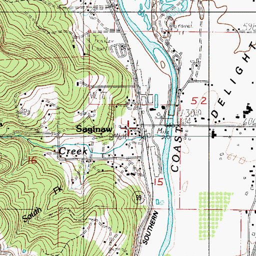 Topographic Map of Saginaw, OR