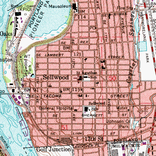 Topographic Map of Saint Agatha School, OR