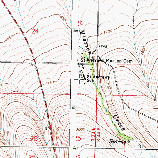 Topographic Map of Saint Andrews School (historical), OR