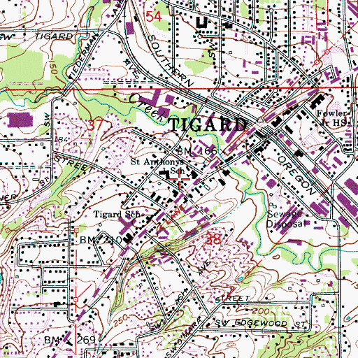 Topographic Map of Saint Anthonys School, OR