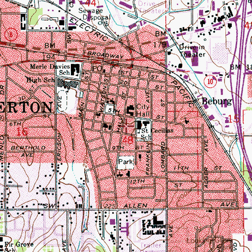 Topographic Map of Saint Cecilias School, OR