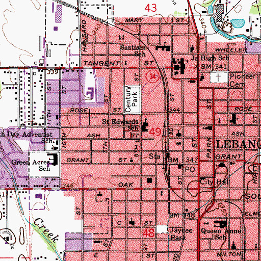 Topographic Map of Saint Edwards School (historical), OR