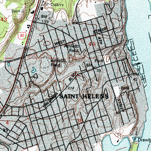 Topographic Map of Saint Helens, OR