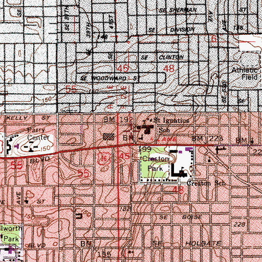 Topographic Map of Saint Ignatius Parish School, OR