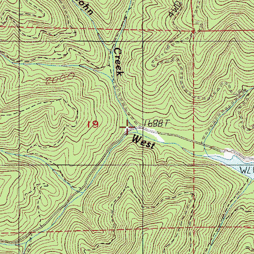 Topographic Map of Saint John Creek, OR
