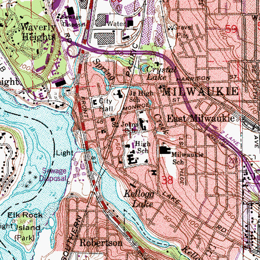 Topographic Map of Saint John the Baptist Catholic School, OR
