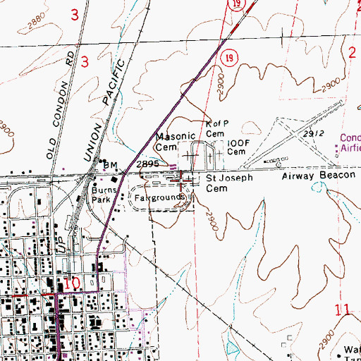 Topographic Map of Saint Joseph Cemetery, OR