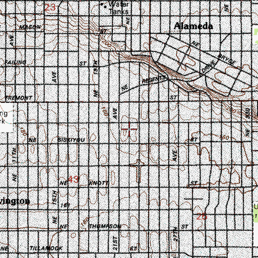 Topographic Map of Madeleine School, OR