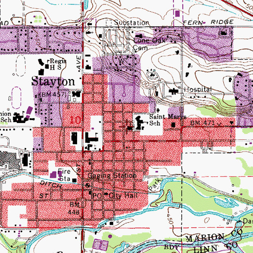 Topographic Map of Saint Mary Catholic School, OR