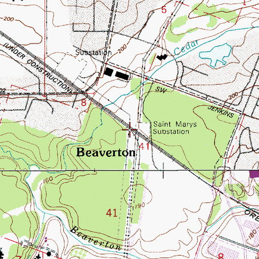 Topographic Map of Saint Marys Substation, OR