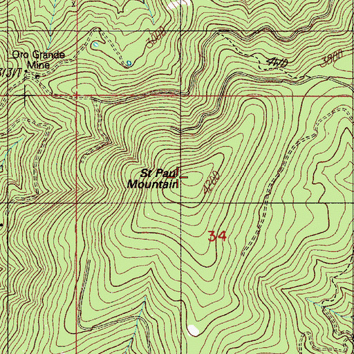 Topographic Map of Saint Paul Mountain, OR