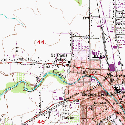 Topographic Map of Saint Pauls School (historical), OR