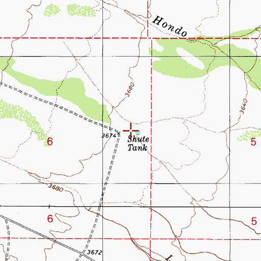 Topographic Map of Shute Tank, AZ
