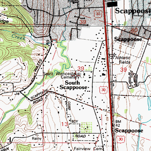 Topographic Map of Saint Wenceslaus Cemetery, OR