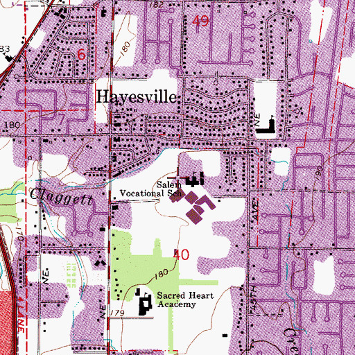 Topographic Map of Salem Vocational School (historical), OR