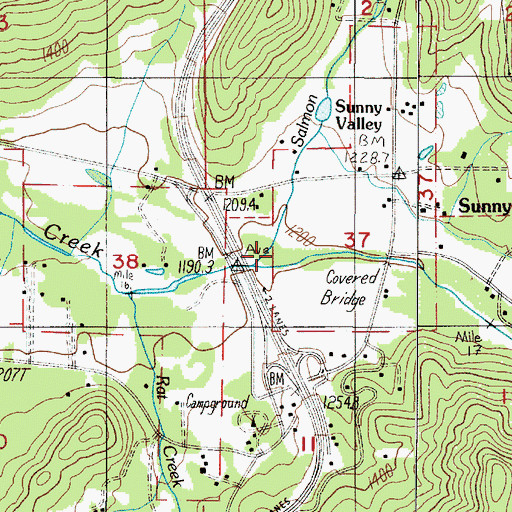 Topographic Map of Salmon Creek, OR