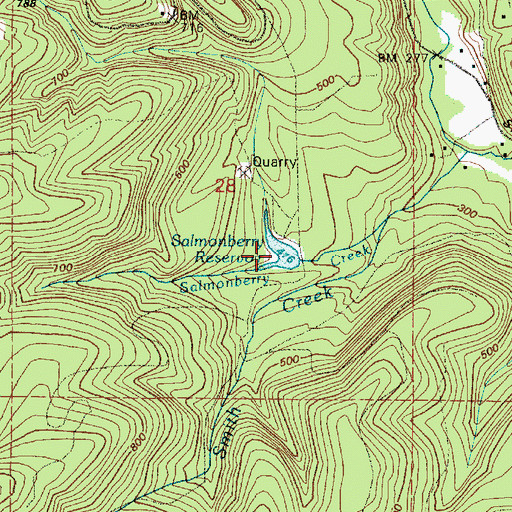 Topographic Map of Salmonberry Reservoir, OR