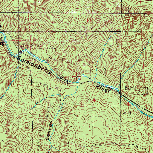 Topographic Map of Salmonberry River, OR
