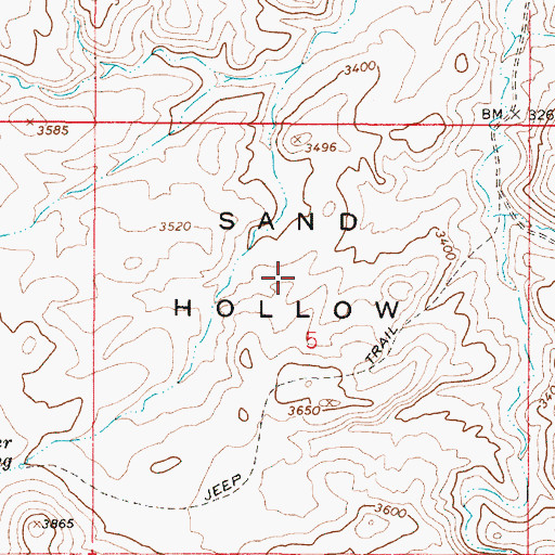 Topographic Map of Sand Hollow, OR
