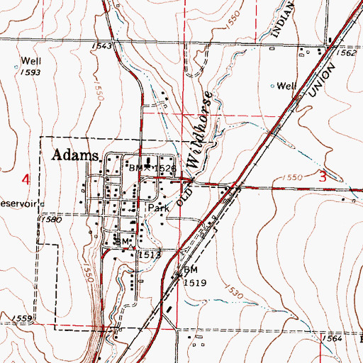 Topographic Map of Sand Hollow, OR