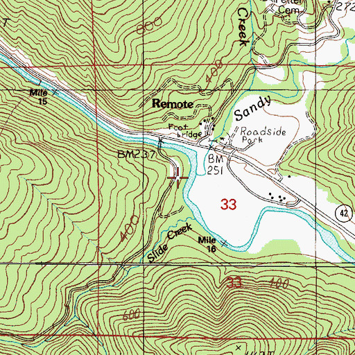 Topographic Map of Sandy Creek, OR